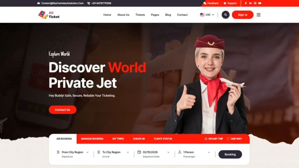 Air Ticket Booking Website Template in HTML, CSS, and JavaScript – Complete Design Guide 1 Air Ticket Booking Website Template