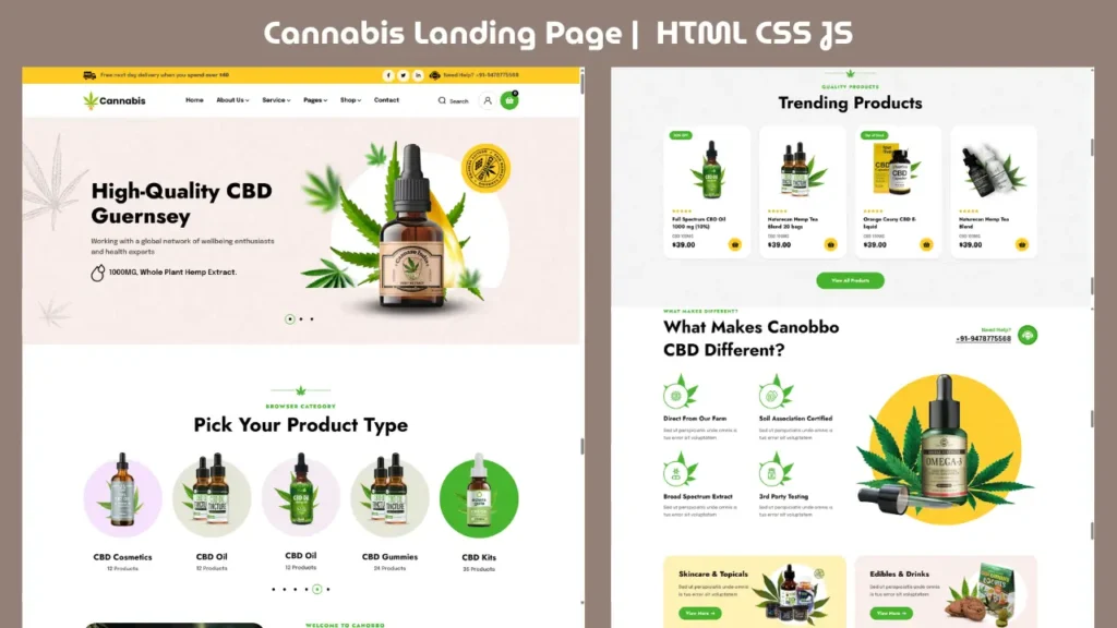 CBD Landing Page HTML CSS JavaScript