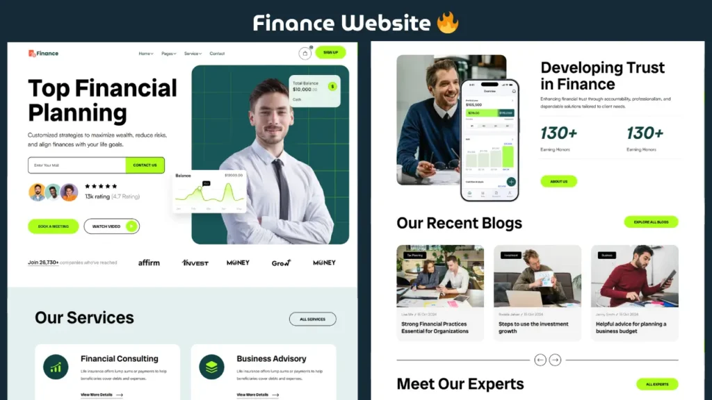Finance Website Using HTML CSS JavaScript – Modern Banking UI Design 2 Finance Website Using HTML CSS JavaScript