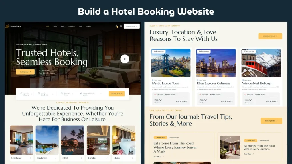 Modern Hotel Booking Website UI Design with Frontend Code Preview 2 Hotel Booking Website