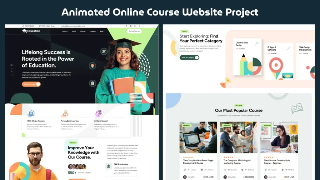 Landing Page HTML CSS JavaScript: Build an Animated Online Course Website 2 Animated Online Course Website Project