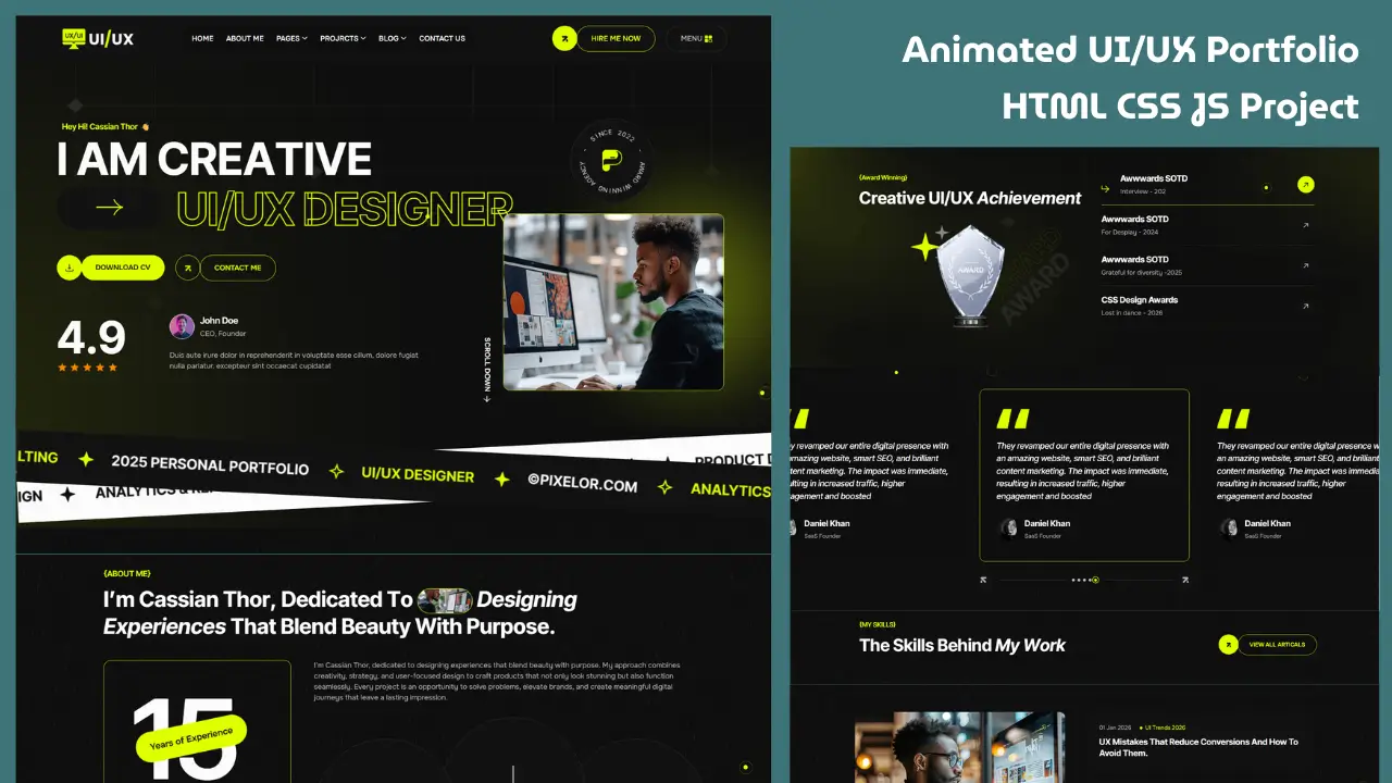 Modern Portfolio Website Using HTML CSS JavaScript (Step-by-Step)