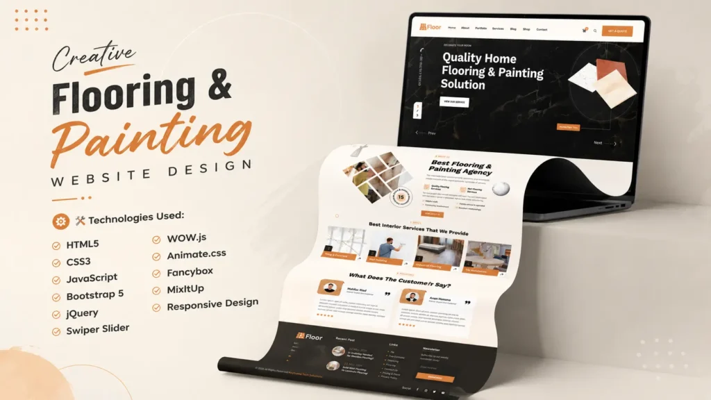 Flooring & Painting Website Design Using HTML CSS JavaScript and Bootstrap 5