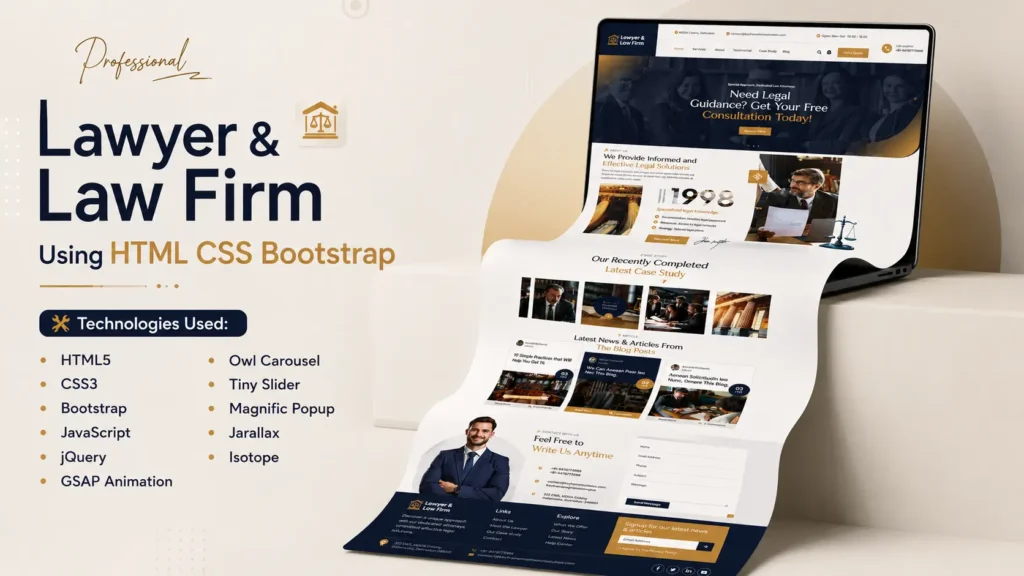 modern law firm website design using html css bootstrap