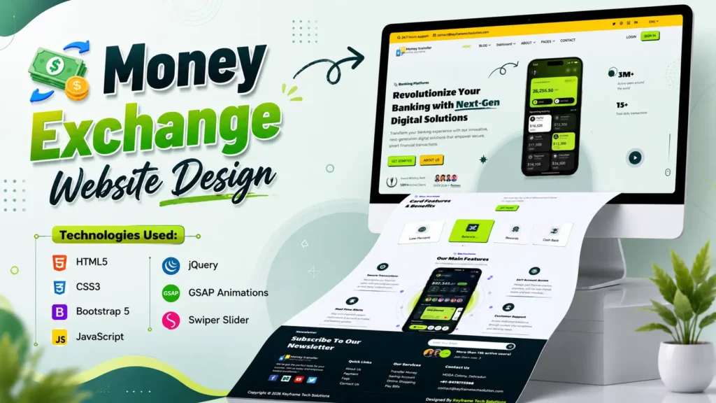 Modern Money Exchange Website Design in HTML CSS JavaScript