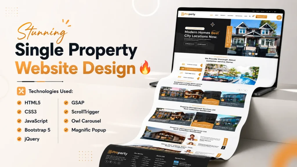 Stunning Single Property Website Design | HTML CSS JavaScript Real Estate Template 2 single property website design