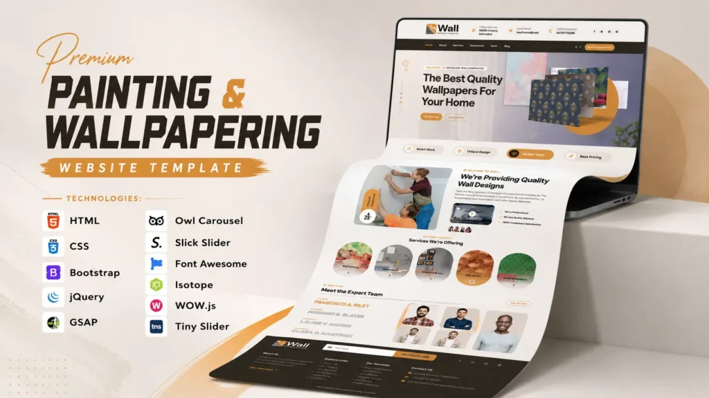Premium Painting & Wallpapering Website Template | HTML CSS JavaScript Responsive Design 2 Painting & Wallpapering Website Template