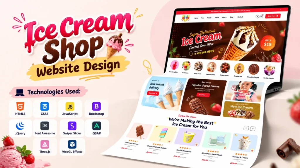 Ice Cream Shop Website Design